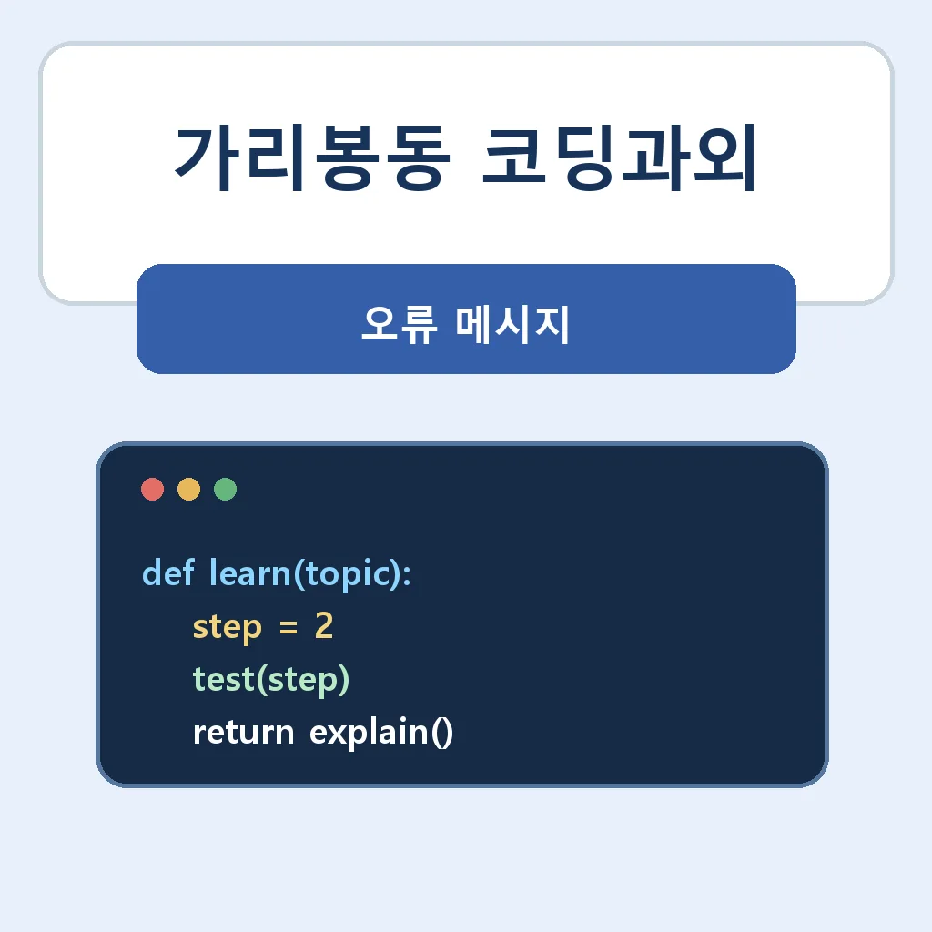가리봉동 코딩과외 오류 메시지 학습정보