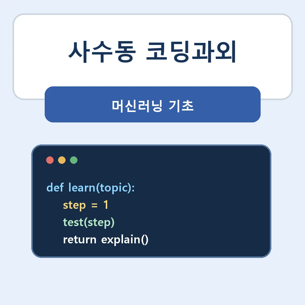 사수동 코딩과외 머신러닝 기초 학습정보