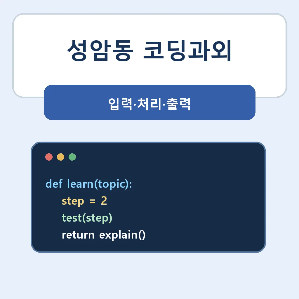 성암동 코딩과외 입력·처리·출력 학습정보