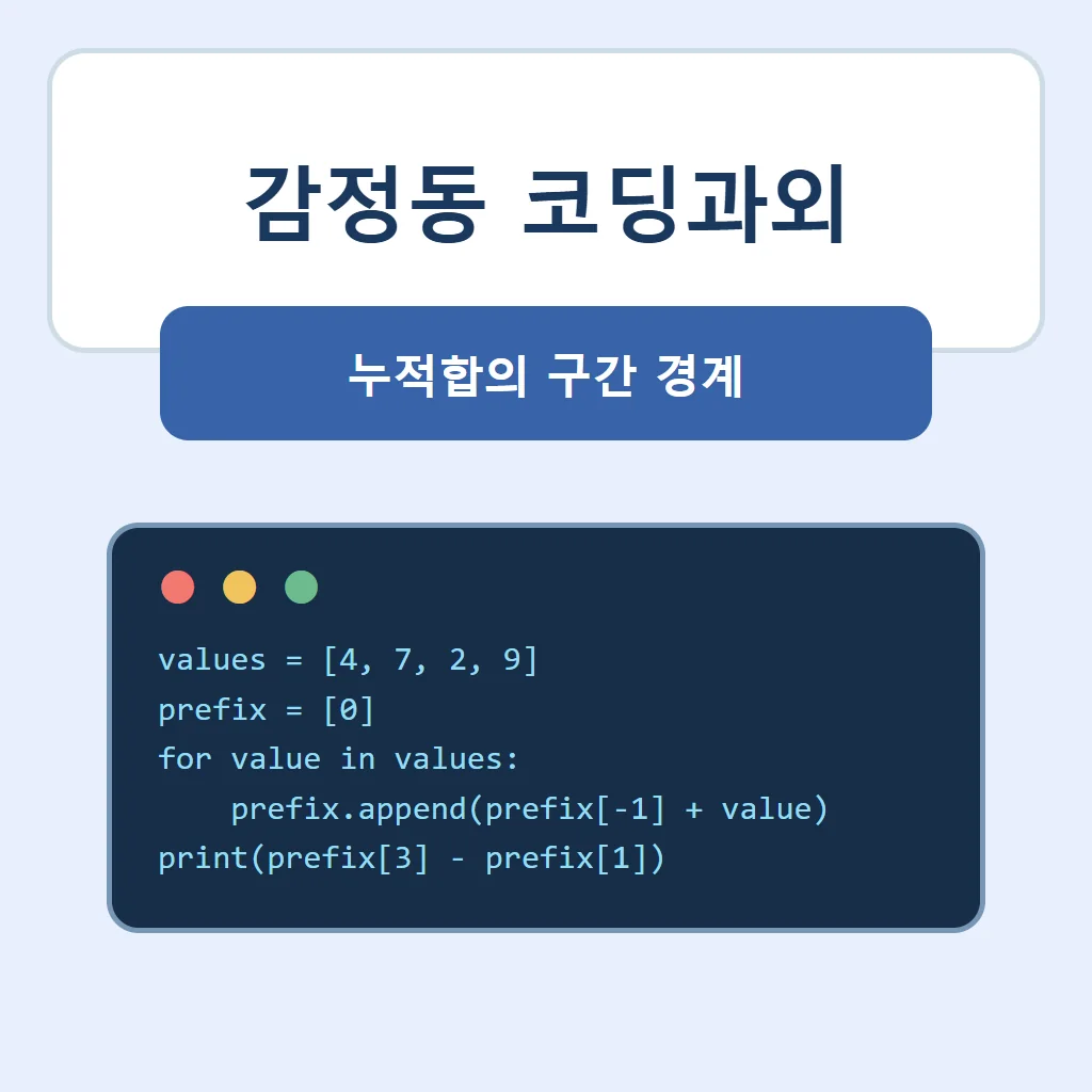 감정동 코딩과외 대표 썸네일 · 누적합의 구간 경계