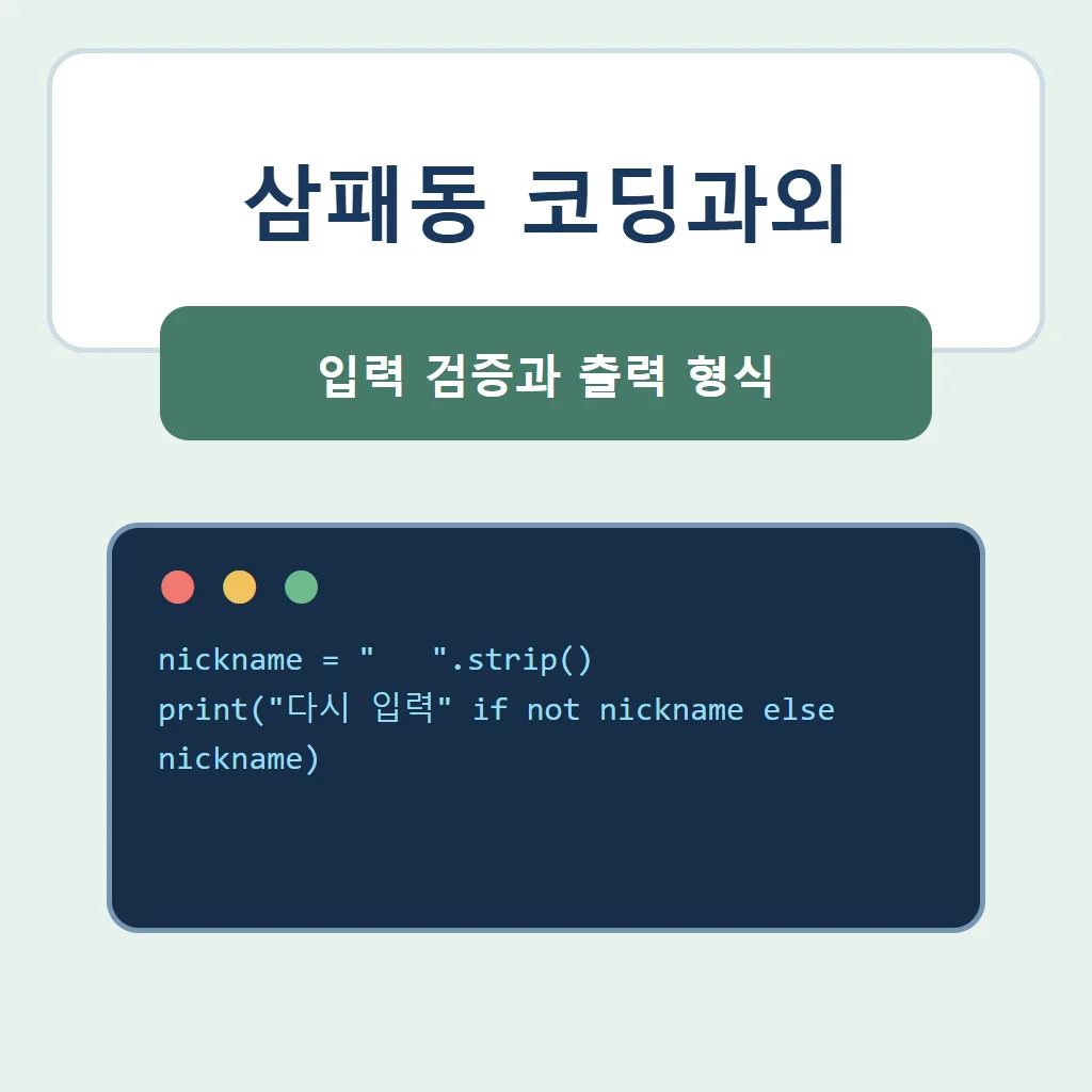 삼패동 코딩과외 대표 썸네일 · 입력 검증과 출력 형식