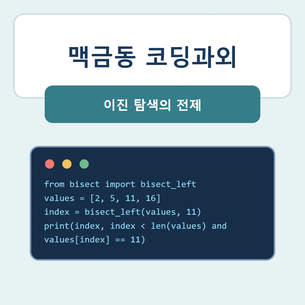 맥금동 코딩과외 대표 썸네일 · 이진 탐색의 전제
