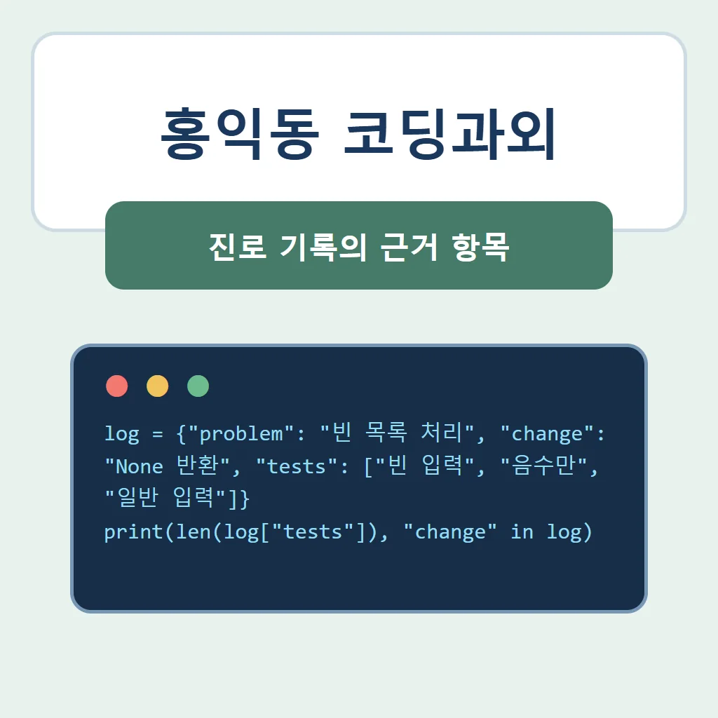홍익동 코딩과외 대표 썸네일 · 진로 기록의 근거 항목