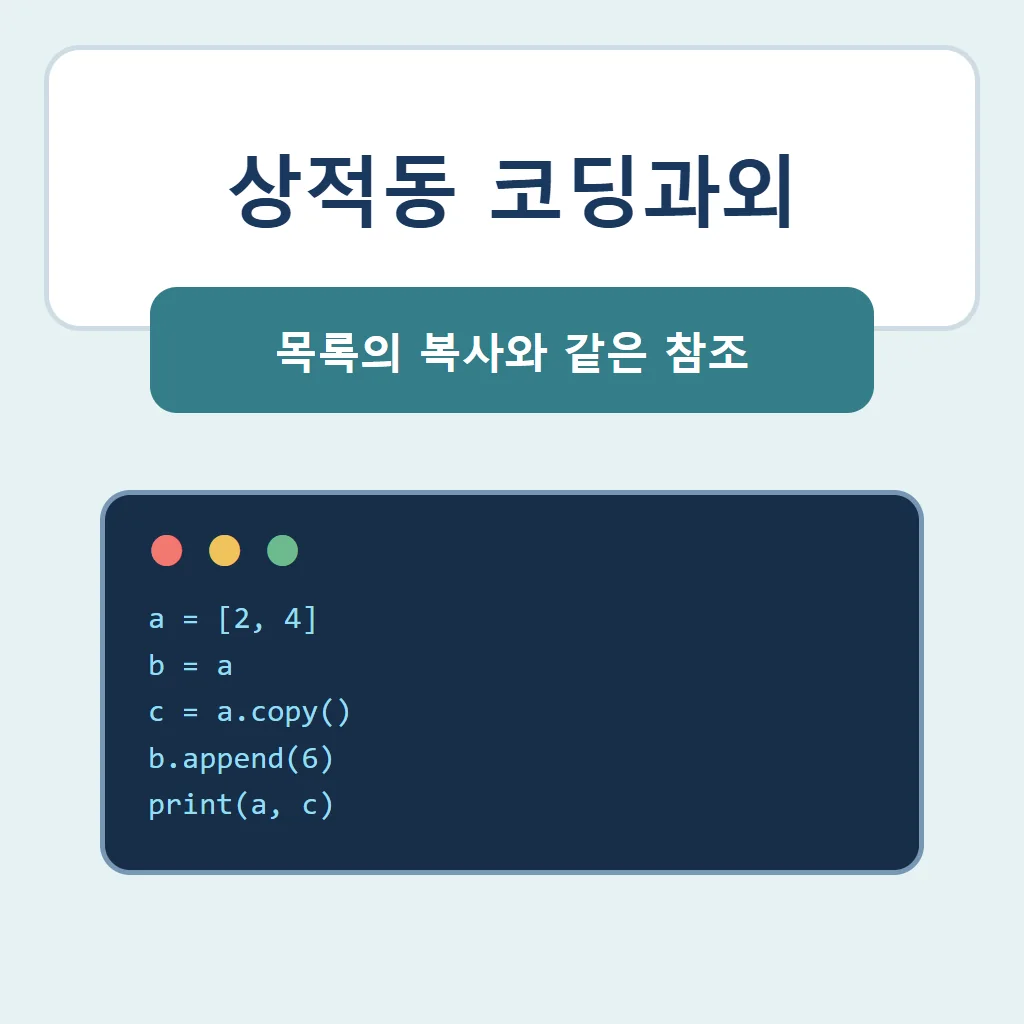 상적동 코딩과외 대표 썸네일 · 목록의 복사와 같은 참조