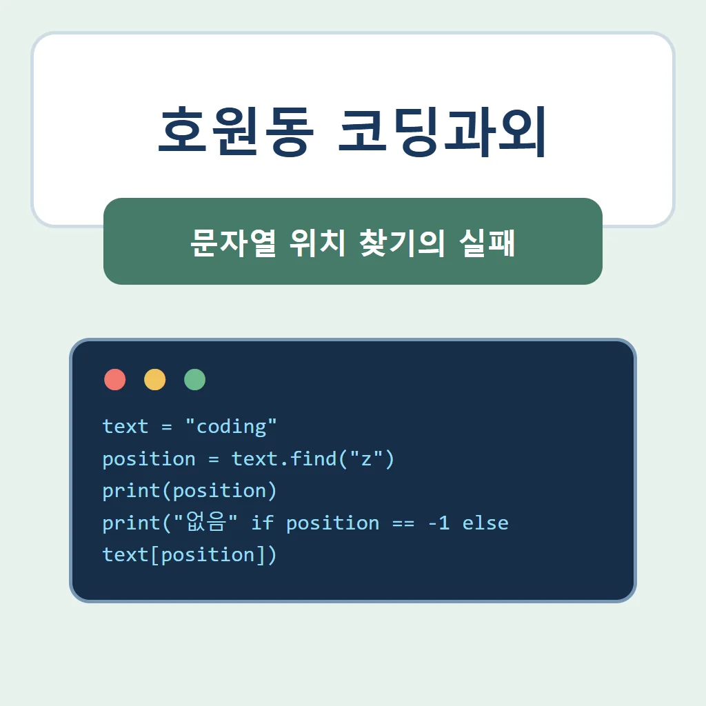 호원동 코딩과외 대표 썸네일 · 문자열 위치 찾기의 실패